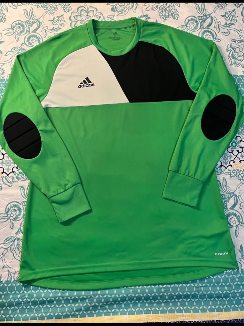 Adidas Aeroready Green Long Sleeve Soccer Goalie Shirt Elbow Padding XL